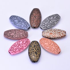 アクリルビーズ アンティーク調 オーバル 21×40mm【500g】
