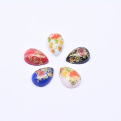 アクリル貼付けパーツ 雫 花模様入 10×13mm【20ヶ】