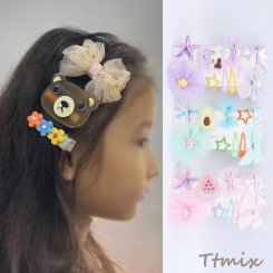スリーピン＆ヘアクリップ ヘアアクセサリー 子供用 No.3（10個セット）
