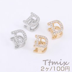 デザインピアス アルファベットD ジルコニア付き 9×10×11mm【2ヶ】