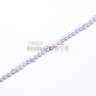高品質淡水パールビーズ オーバル 天然素材 ホワイト 3.5mm【1連（約92ヶ）】
