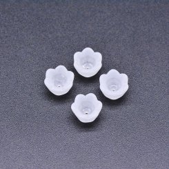 アクリルビーズ フラワー 花型 半クリア ホワイト 6×9mm【100g（約454ヶ）】