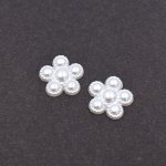 アクリルパーツ デコパーツ フラワー パール風 17x17mm ホワイト【50ヶ】