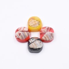 樹脂貼付けパーツ 不規則円形 シェル封入 21x23mm 【50ヶ(約296g)】