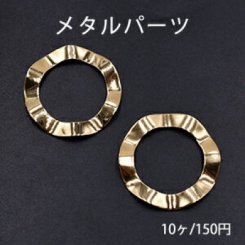 メタルパーツ プレート 波型丸枠 穴なし 35×35mm ゴールド【10ヶ】
