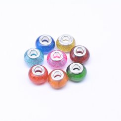 ロンデルアクリルビーズ 丸型 箔入 MIX 9×13mm【20ヶ】