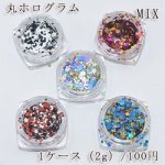 【2g】丸ホログラム MIX ネイルパーツ 色＆サイズミックス