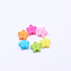 アクリルビーズ 花型 横穴 カラーミックス 6×13mm 【500g】