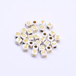 アクリルキューブアルファベットビーズ ゴールド 5×5mm【4900-5000ヶ】