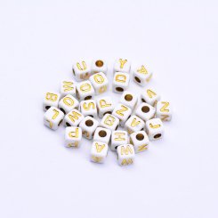 アクリルキューブアルファベットビーズ ゴールド 5×5mm【4900-5000ヶ】