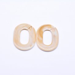 アクリルパーツ ツイストオーバル チェーンパーツ 40×54mm ベージュ【100ヶ】