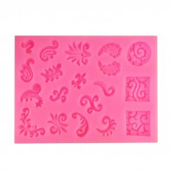 シリコンモールド 浮き彫り花型  ピンク 125x93x8mm【2ヶ】