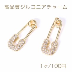 高品質ジルコニアチャーム カブトピン 8×20mm ゴールド【1ヶ】