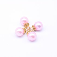 アクリルチャーム ストーン付き パール風 ピンク 11×19mm 【100ヶ】