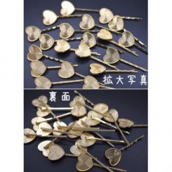 ヘアピン波型 セッティング土台付き ハート ゴールド 100個セット ヘアアクセサリー 髪飾り