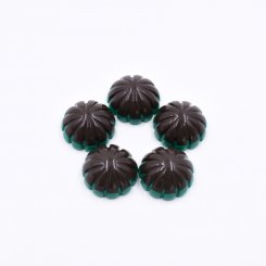 樹脂貼付けパーツ フラワー 25x25mm ブラック+グリーン【50ヶ(約242g)】