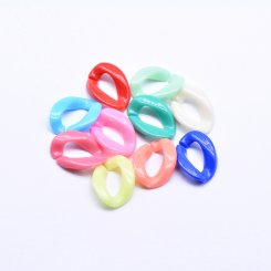 アクリルチェーンパーツ ツイスト オーバル カラフル 17×22mm 【100ヶ】