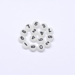 アクリル丸型ビーズ アルファベットビーズ 夜光ビーズ ブラック4×7mm【約3600-3700ヶ】