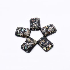 樹脂貼付けパーツ 長方形 天然石封入 32x23mm ブラック【50ヶ(約300g)】