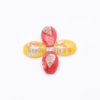 樹脂貼付けパーツ 楕円形 シェル封入 30x22mm 【50ヶ(約338g)】