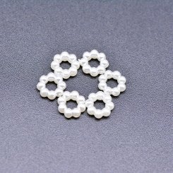 アクリル パーツ デコパーツ 花型 パール風 ホワイト2×7mm【100g（約1666ヶ）】