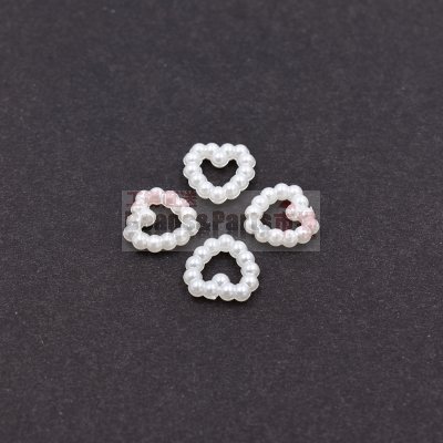 アクリルパーツ ハート形 パール風 12x13mm ホワイト【50ヶ】