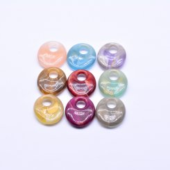 アクリルビーズ 変形コイン横穴 23×27mm 全9色【100ヶ】