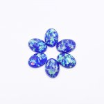 樹脂貼付けパーツ 楕円型 スパンコール封入 15x10mm ブルー【50ヶ(約26g)】