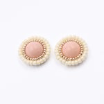 貼付けパーツ 円形 パール付き 22mm ライトイエロー/ピンクベージュ【10ヶ(約16g】