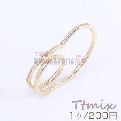 高品質デザインリング 指輪 ジルコニアリング ハート型リング 27×42mm ゴールド（1ヶ）