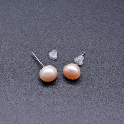 高品質淡水パールピアス 丸型 天然素材 ベージュ 8mm【1ペア】