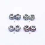 ロンデルビーズ 丸型 ラインストーン付き シルバー 8×10mm【20ヶ】