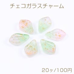 チェコガラスチャーム 花びらチャーム 横穴 金箔入り 12×18mm（20ヶ）