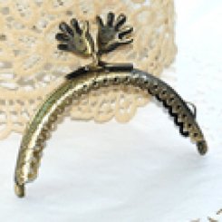 メタルがま口パーツ 花柄パームヘッド丸型メッシュ 真鍮古美 8.5cm