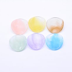 アクリルパーツ 丸穴有り チャームパーツ 36×39mm 全6色【100ヶ】
