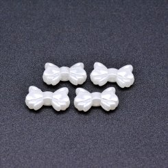 アクリルビーズ リボン パールホワイト9×15mm 【100ヶ】