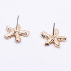 チタンピアス金具 五弁花 15×16mm ゴールド【4ヶ】