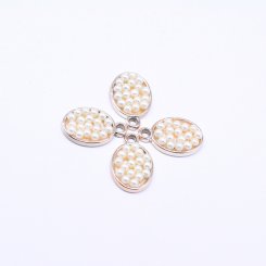 アクリルチャーム パール付き オーバル オフホワイト 15×23mm【50ヶ】