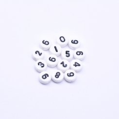 アクリル丸型ビーズ 数字付き ブラック 4×7mm【約3600-3700ヶ】