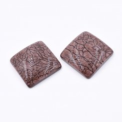 樹脂貼付けパーツ 四角形 38x38mm ブラウン【50ヶ(約697g)】