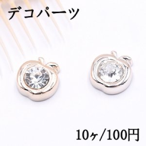 デコパーツ アクリル メタル調 林檎 11×12mm アクリルストーン貼り クリア【10ヶ】