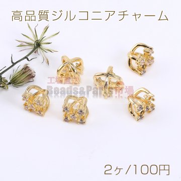 高品質ジルコニアチャーム デザイン 4.7×5mm ゴールド【2ヶ】