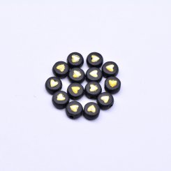 アクリル丸型ビーズ ハート付き ゴールド 4×7mm【約3600-3700ヶ】