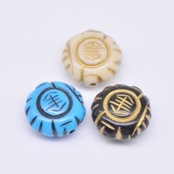 アクリルビーズ アンティーク調 コイン 15mm【500g】