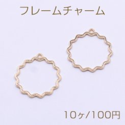 フレームチャーム レース丸型 1カン 28×30mm ゴールド【10ヶ】