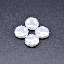 ABS製 パールビーズ 丸型 模様入り パールホワイト 5×14mm 【100ヶ】