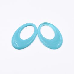 樹脂チャーム 楕円形 1カン 55x36mm ブルー【50ヶ(約223g)】