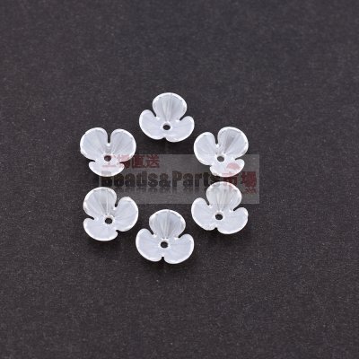 アクリル ビーズ フラワー 3弁花 11x11mm ホワイト【50ヶ】