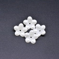 アクリルビーズ フラワー 花型 パールホワイト5×20mm 【100ヶ】