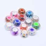 ロンデルガラスビーズ丸型カット 模様入り カラーミックス 8×14mm【20ヶ】